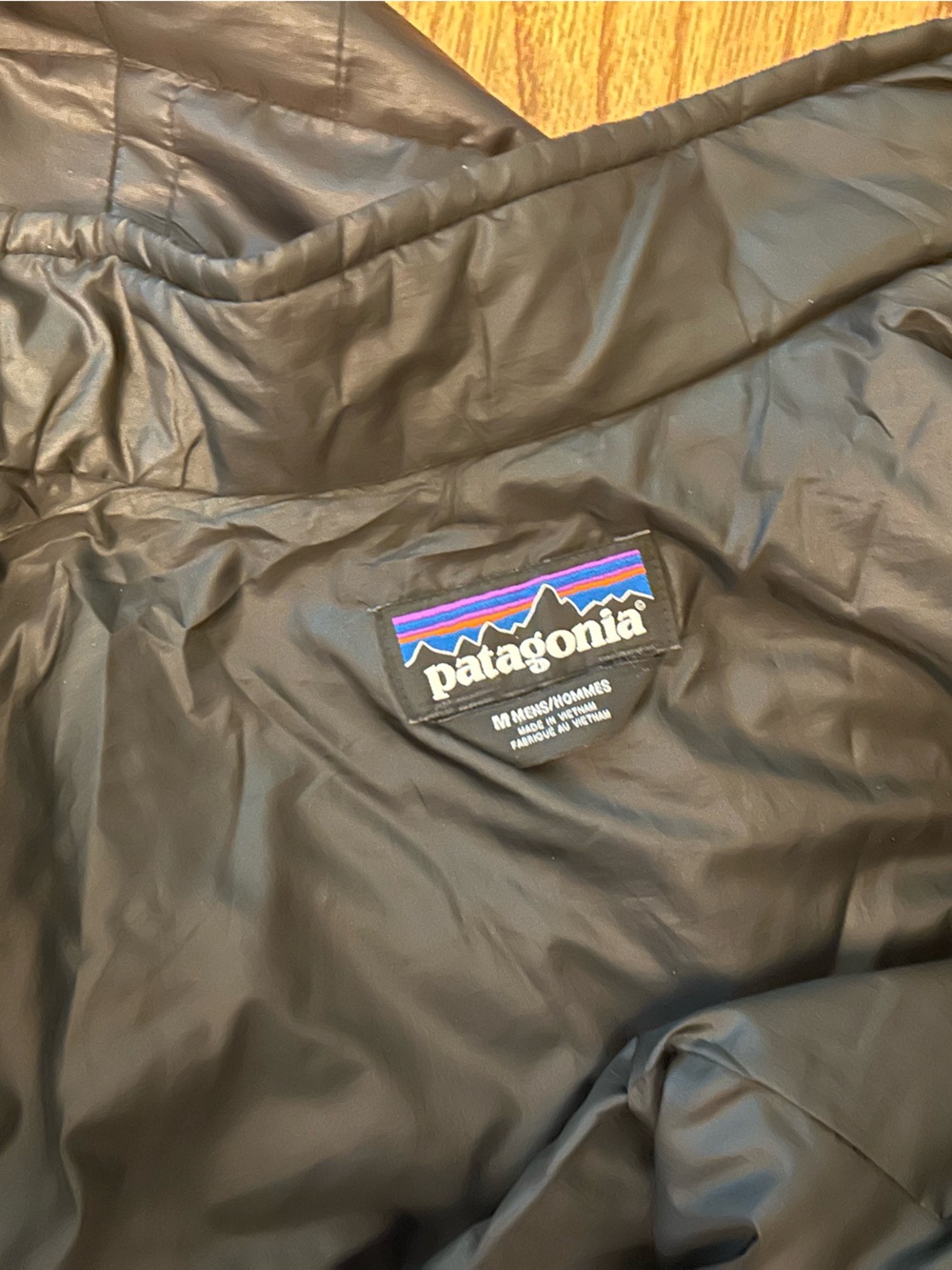 Patagonia Black Puffy Jacket with Multicolor Logo